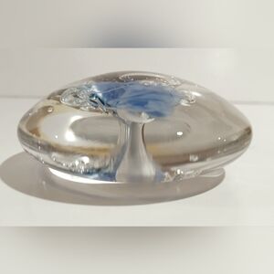 Collectible Blue and Clear Glass Paperweight